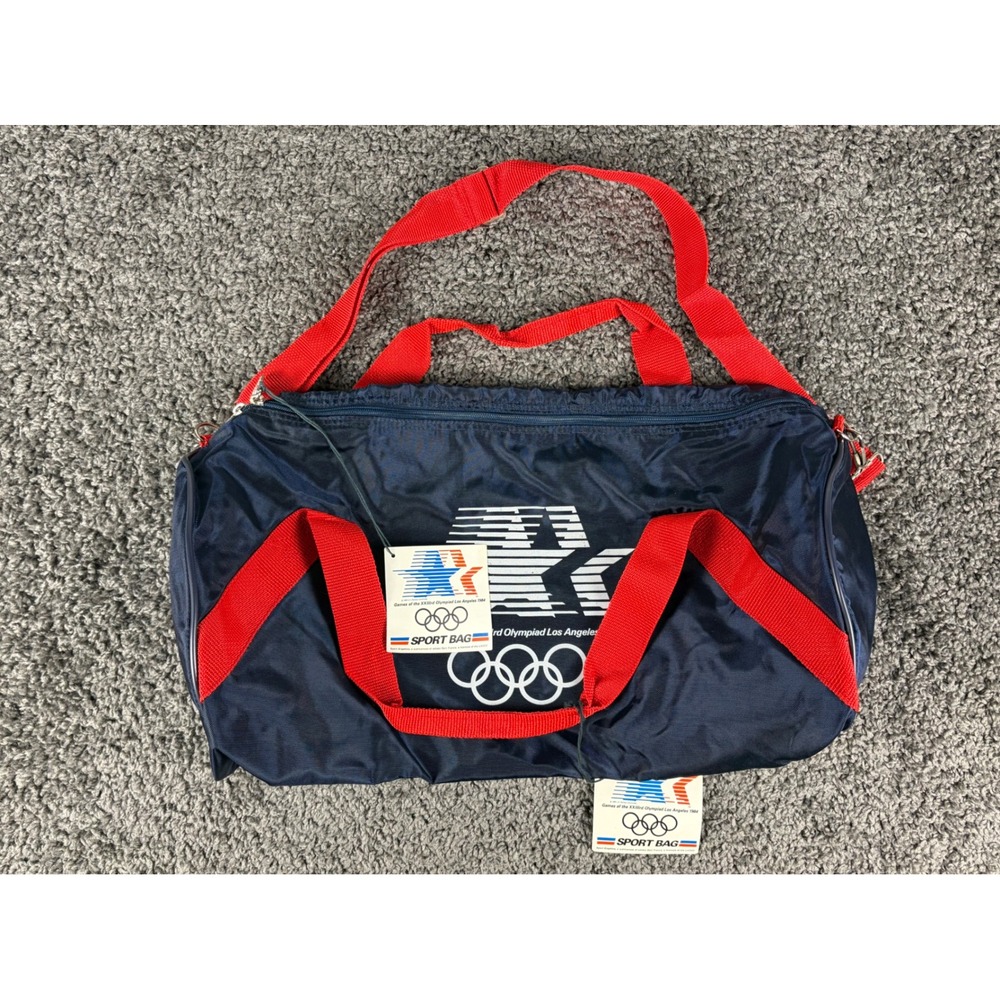 Vintage 1984 Los Angeles Olympics Sport Bag Navy Nylon Duffle Sport Graphics USA